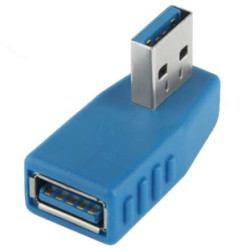 Adaptateur coudé  USB 3.0 AF Femelle vers USB 3.0 AM Male - Bleu