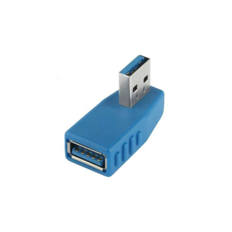 Adaptateur coudé  USB 3.0 AF Femelle vers USB 3.0 AM Male - Bleu
