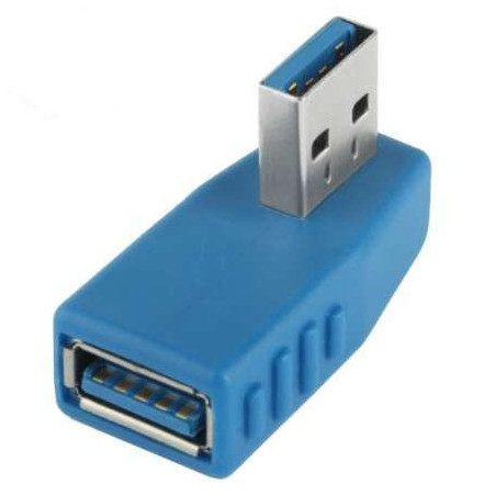 Adaptateur coudé  USB 3.0 AF Femelle vers USB 3.0 AM Male - Bleu