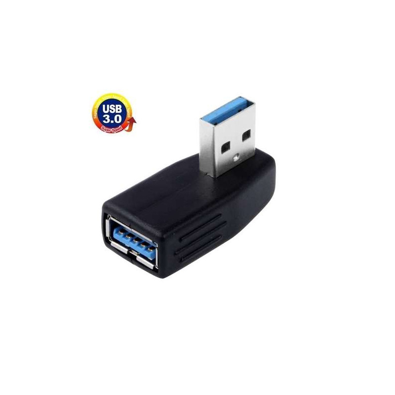 Adaptateur coudé  USB 3.0 AF Femelle vers USB 3.0 AM Male - 90 ° à gauche