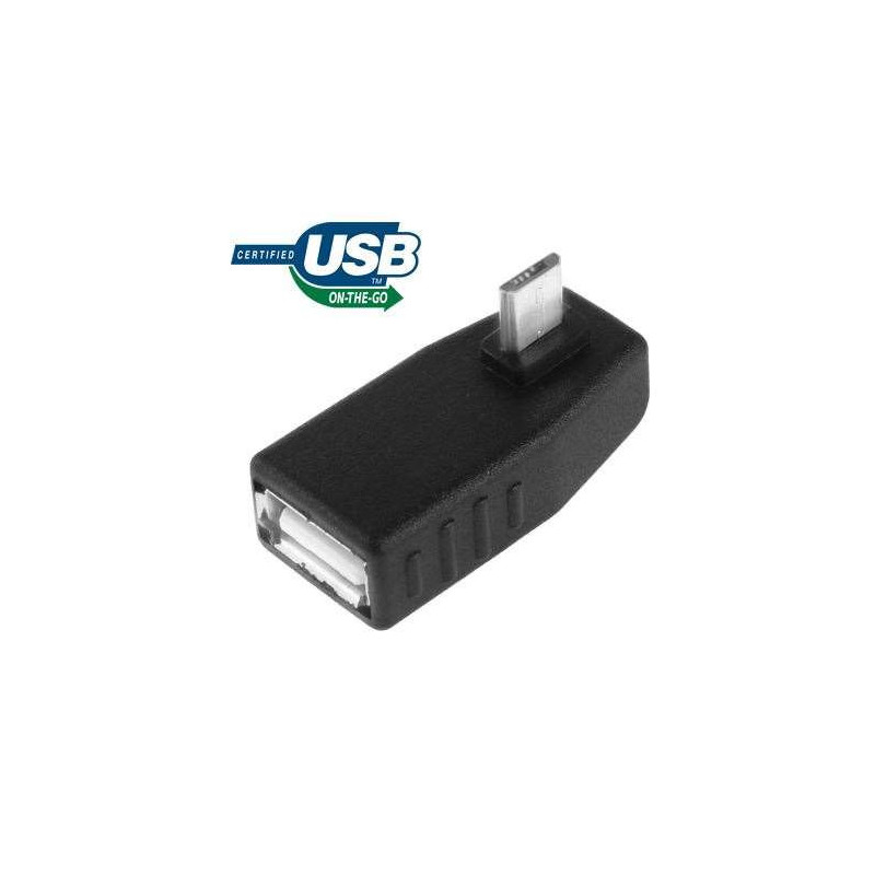 Adaptateur coudé micro USB Male vers USB 2.0 AF OTG