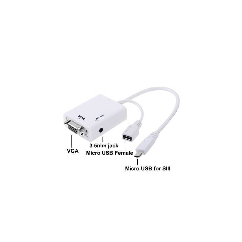 Adaptateur MHL  micro USB/ VGA  pour samsung Galaxy S2