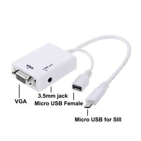Adaptateur MHL  micro USB/ VGA  pour samsung Galaxy S2