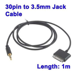 cable audio  jack stereo 3.5 noir  pour iphone 3/4