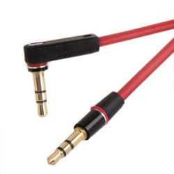 Cable audio jack 3.5 mm male et male coude 90 degr- gold plating - 1 metre