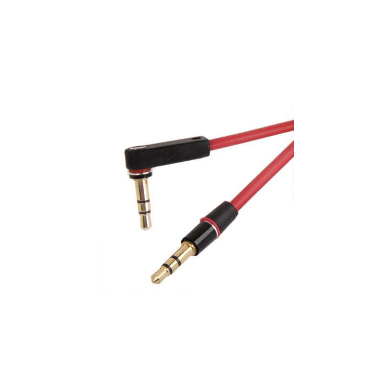 Cable audio jack 3.5 mm male et male coude 90 degr- gold plating - 1 metre