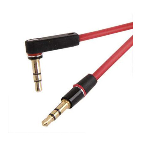 Cable audio jack 3.5 mm male et male coude 90 degr- gold plating - 1 metre
