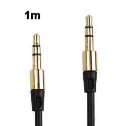 Cable audio jack noir - 3.5 mm - male male - gold plating - 1 metre