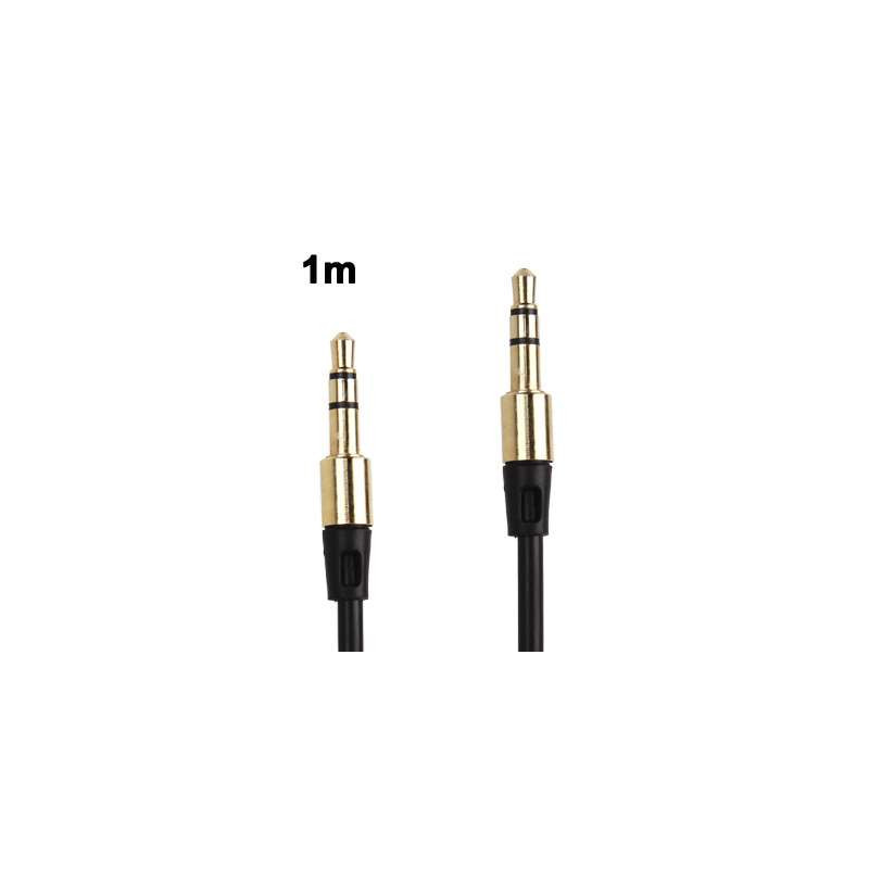 Cable audio jack noir - 3.5 mm - male male - gold plating - 1 metre