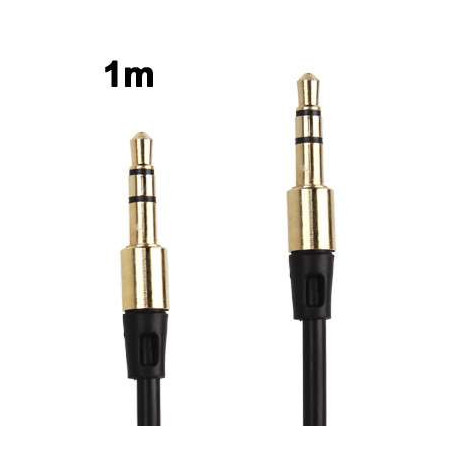 Cable audio jack noir - 3.5 mm - male male - gold plating - 1 metre