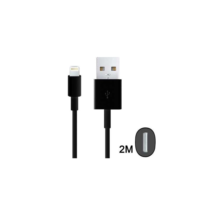 Cable charge et synchro NOIR ( IOS8) - 2 m - pour Iphone 5 5S 5C 6 6 plus
