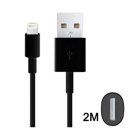 Cable charge et synchro NOIR ( IOS8) - 2 m - pour Iphone 5 5S 5C 6 6 plus