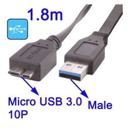 Cable USB 3.0 male vers micro USB 3.0/2.0 male - 1.8 mètre
