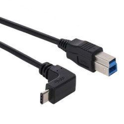 Cable USB 3.0 Type B Male vers  9 USB 3.1 Type C Male coudé 90 degré