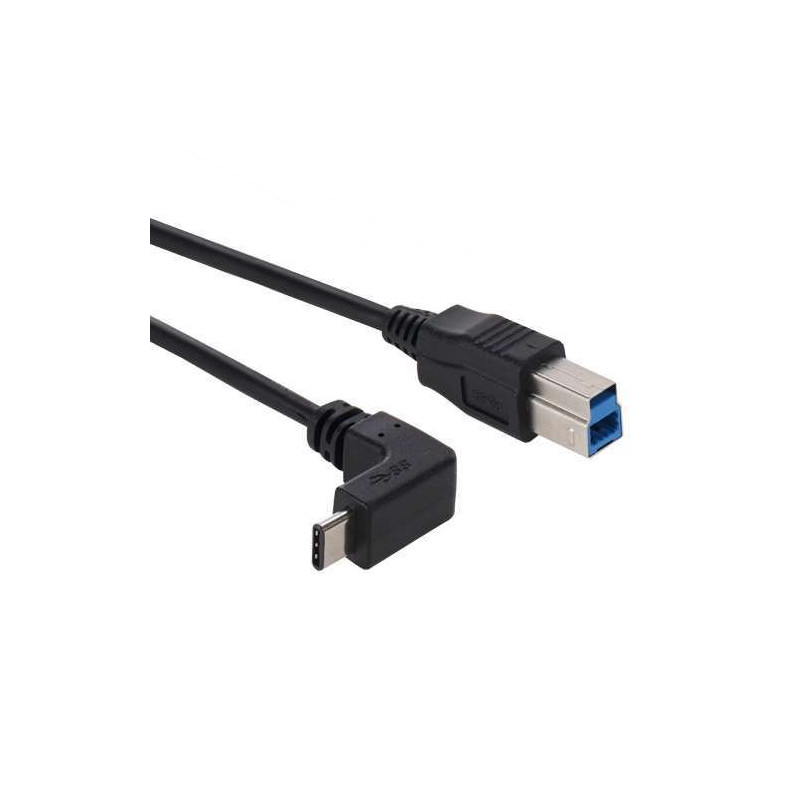 Cable USB 3.0 Type B Male vers  9 USB 3.1 Type C Male coudé 90 degré