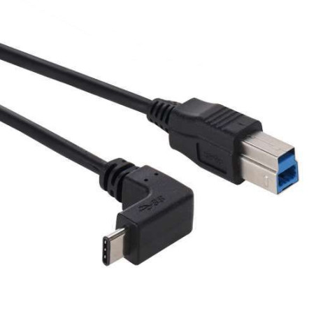 Cable USB 3.0 Type B Male vers  9 USB 3.1 Type C Male coudé 90 degré
