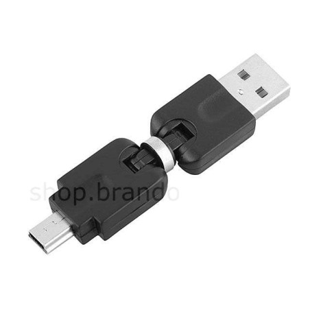 Adaptateur rotatif 360° USB A male vers mini USB B male