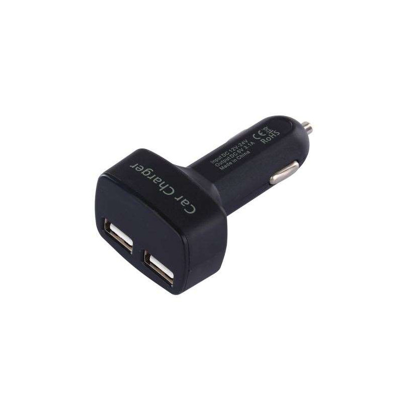 Chargeur allume cigare double USB  - corps long - affichage temperature tension courant -