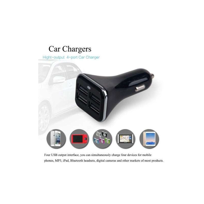 Chargeur Allume-Cigare  4 USB - 2 x 1000 mA - 2 x 2400mA