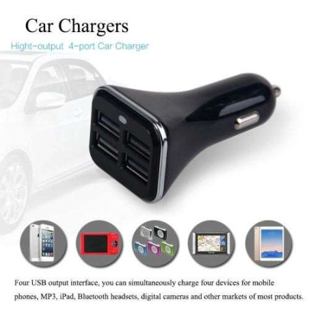 Chargeur Allume-Cigare  4 USB - 2 x 1000 mA - 2 x 2400mA