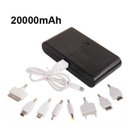 Chargeur batterie externe  20000mA  double USB - 9 connecteurs