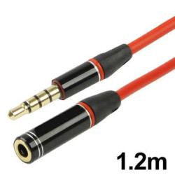 Rallonge cordon audio jack 3.5 mm male-femelle rouge (longueur 1.2 m)
