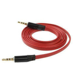 Rallonge cordon audio jack 3.5 mm male-male - plat- rouge (longueur 1.2 m)