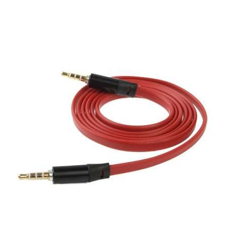 Rallonge cordon audio jack 3.5 mm male-male - plat- rouge (longueur 1.2 m)