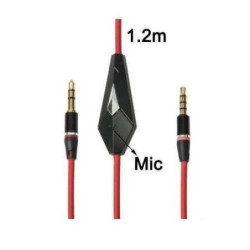 Rallonge stereo - rouge - jack 3.5 mm - male male - avec micro - 1.2 m -