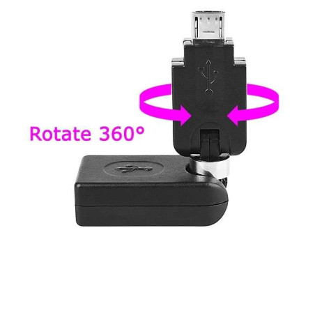 Adaptateur USB Femelle vers micro USB male - rotation 360°