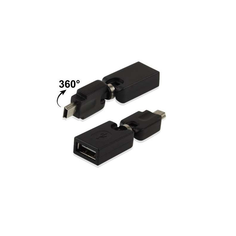 Adaptateur USB Femelle vers mini USB male - rotation 360°