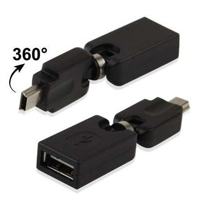 Adaptateur USB Femelle vers mini USB male - rotation 360°
