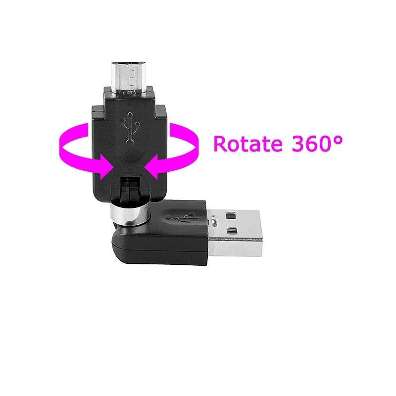 Adaptateur USB Male vers micro USB male - rotation 360°