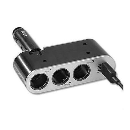 Adaptateur allume cigare triple et prise USB