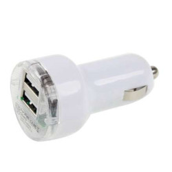 Adaptateur allume-cigare blanc- double USB 5V/2.1A et 5V/1A