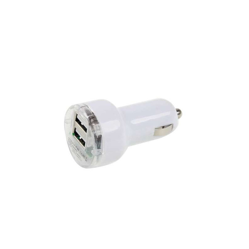 Adaptateur allume-cigare blanc- double USB 5V/2.1A et 5V/1A